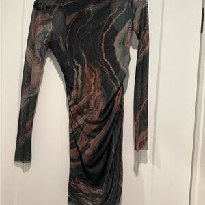 Zara Long Sleeve Marble Print Dress